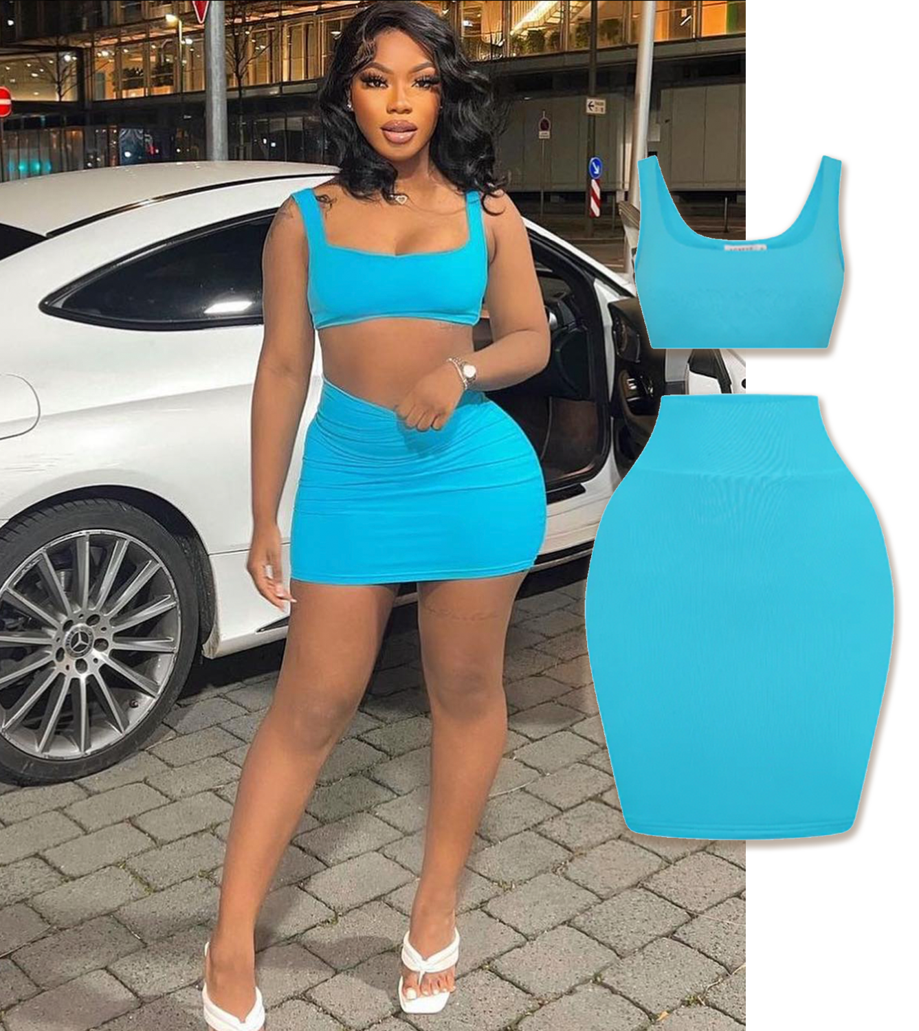 Turquoise two top piece dress